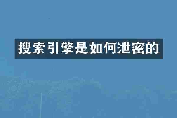 搜索引擎是如何泄密的