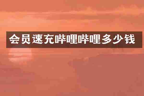 会员速充哔哩哔哩多少钱