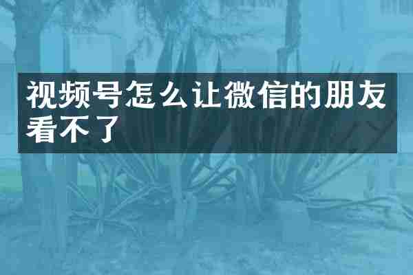 视频号怎么让微信的朋友看不了