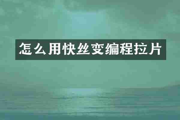 怎么用快丝变编程拉片