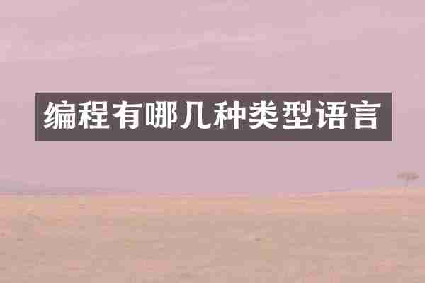 编程有哪几种类型语言