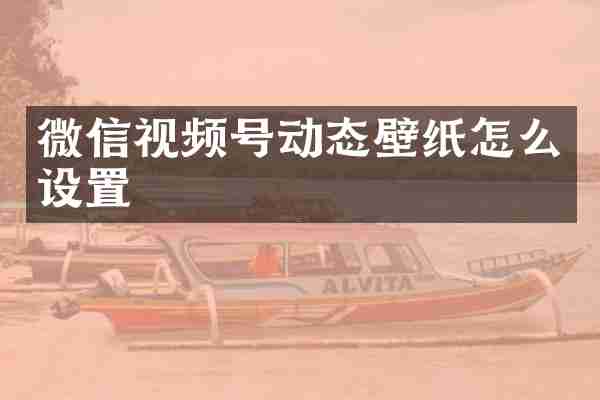 微信视频号动态壁纸怎么设置