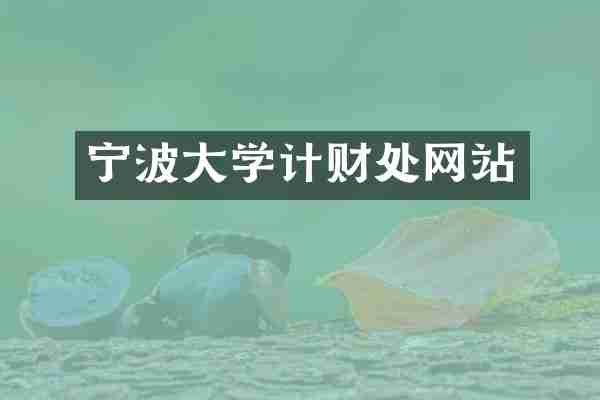 宁波大学计财处网站