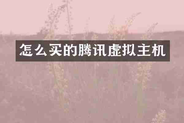 怎么买的腾讯虚拟主机