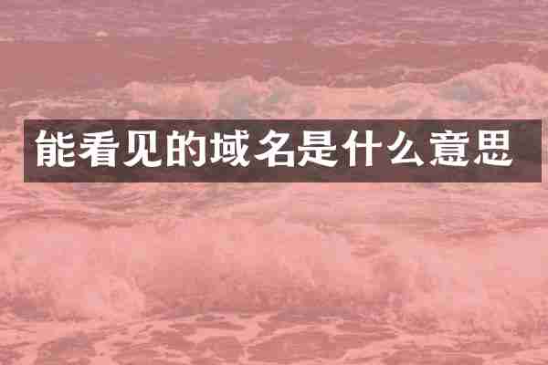 能看见的域名是什么意思