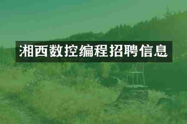 湘西数控编程招聘信息
