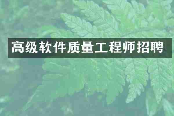 高级软件质量工程师招聘