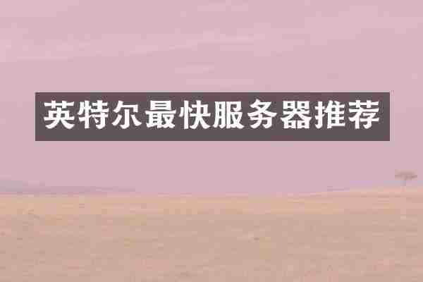 英特尔最快服务器推荐