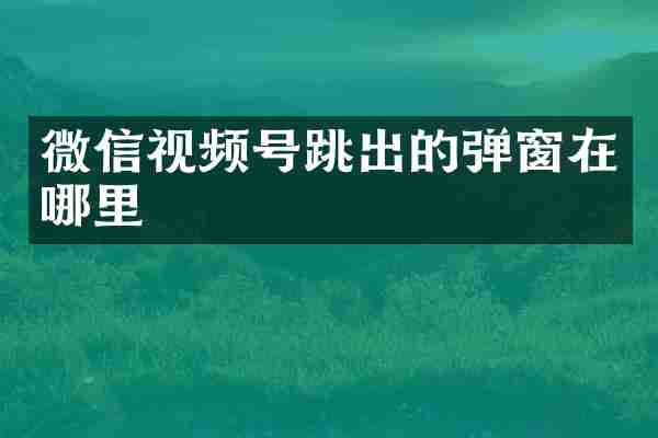 微信视频号跳出的弹窗在哪里