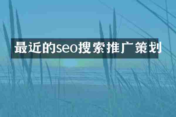 最近的seo搜索推广策划