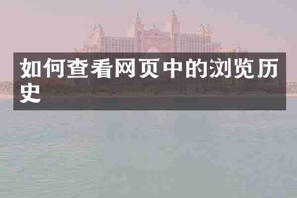 如何查看网页中的浏览历史