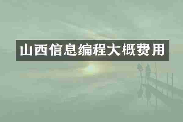 山西信息编程大概费用