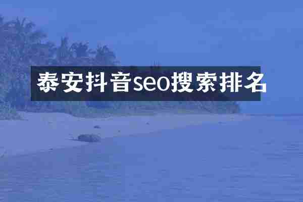 泰安抖音seo搜索排名