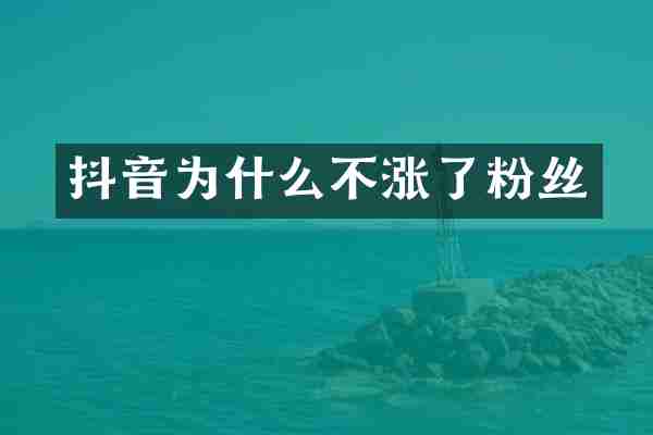抖音为什么不涨了粉丝