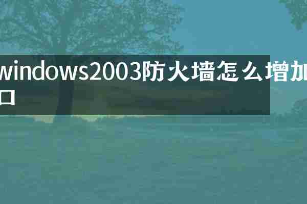 windows2003防火墙怎么增加端口