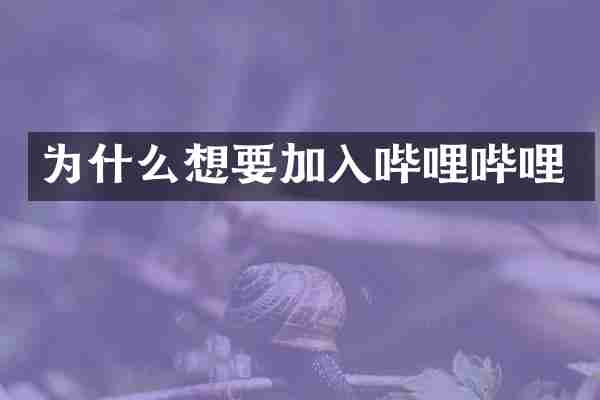 为什么想要加入哔哩哔哩