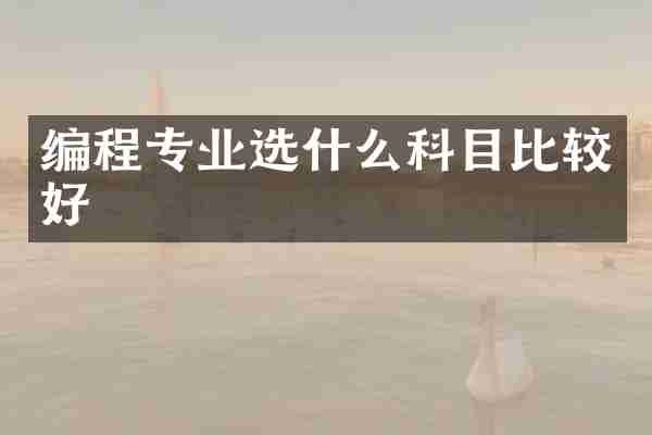 编程专业选什么科目比较好