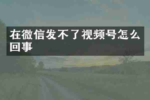 在微信发不了视频号怎么回事