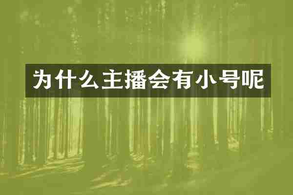 为什么主播会有小号呢