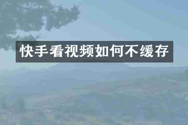 快手看视频如何不缓存