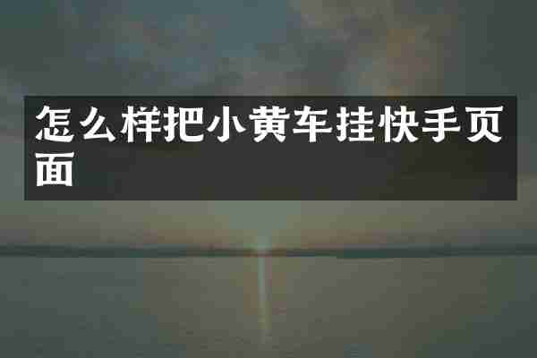怎么样把小黄车挂快手页面