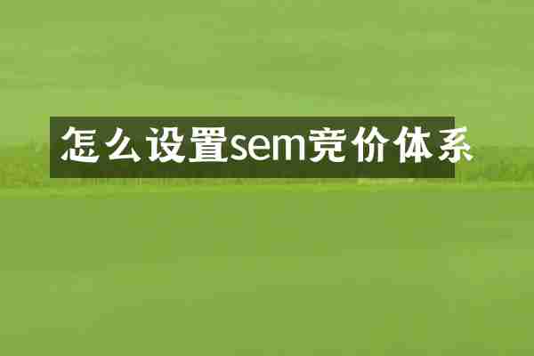 怎么设置sem竞价体系