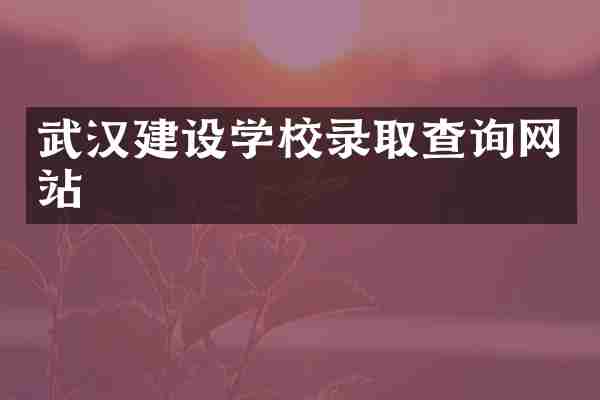 武汉建设学校录取查询网站