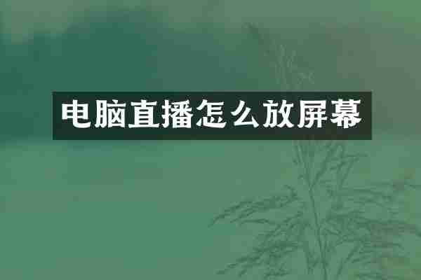 电脑直播怎么放屏幕