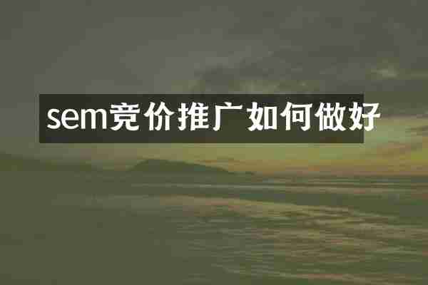sem竞价推广如何做好