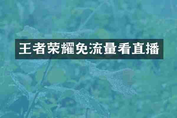 王者荣耀免流量看直播