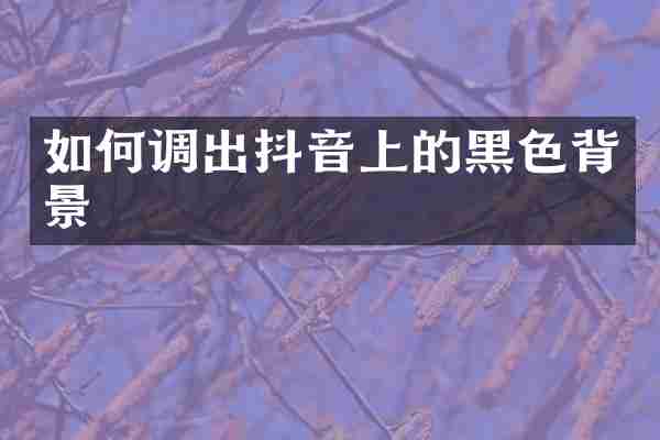 如何调出抖音上的黑色背景