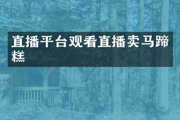 直播平台观看直播卖马蹄糕