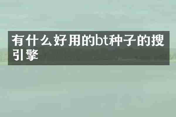 有什么好用的bt种子的搜索引擎