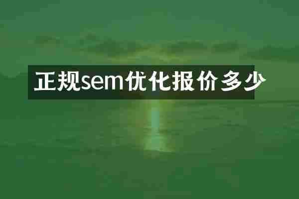 正规sem优化报价多少
