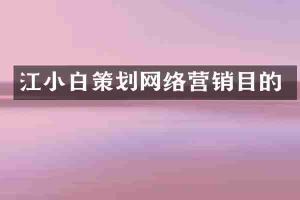 江小白策划网络营销目的