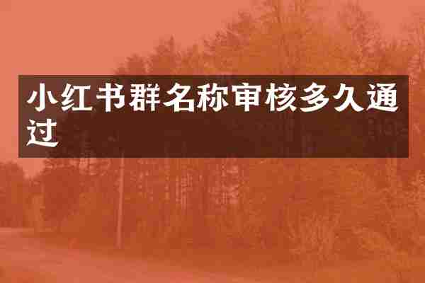 小红书群名称审核多久通过