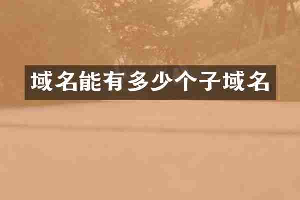 域名能有多少个子域名