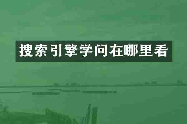 搜索引擎学问在哪里看