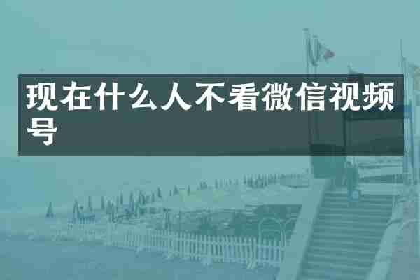 现在什么人不看微信视频号