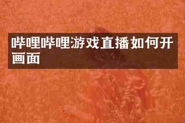 哔哩哔哩游戏直播如何开画面