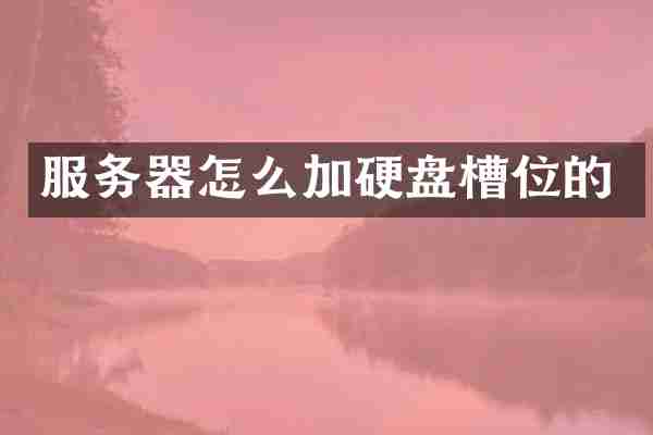 服务器怎么加硬盘槽位的