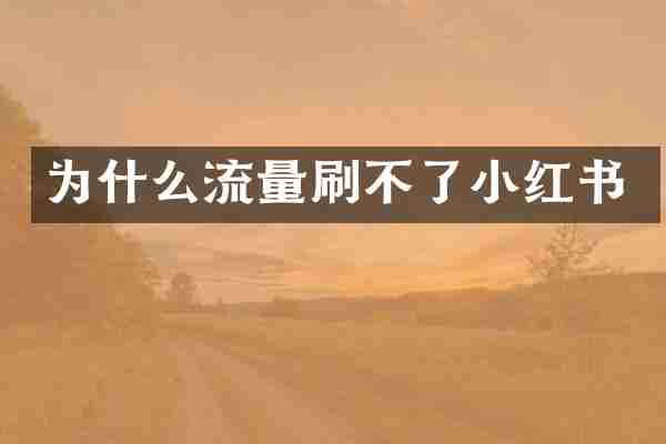 为什么流量刷不了小红书