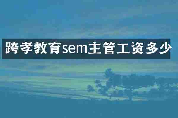 跨孝教育sem主管工资多少