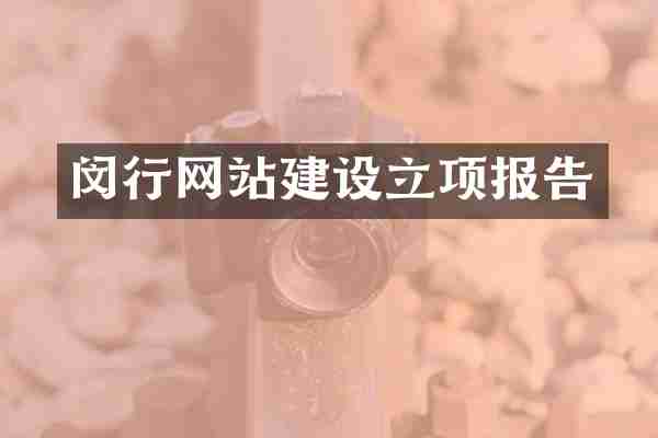 闵行网站建设立项报告