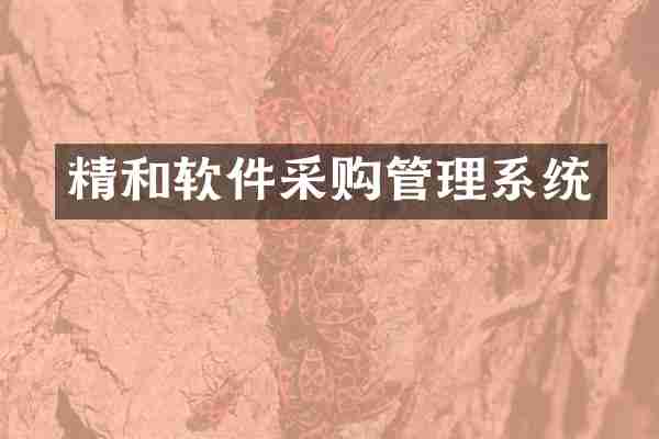 精和软件采购管理系统