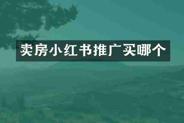 卖房小红书推广买哪个