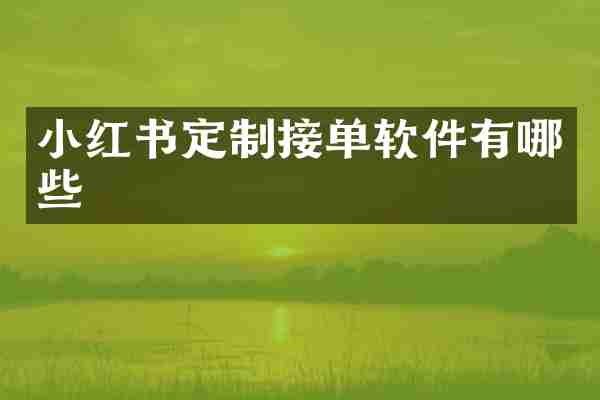 小红书定制接单软件有哪些