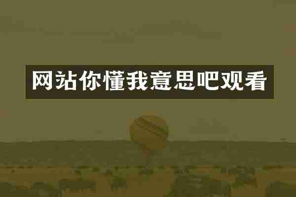 网站你懂我意思吧观看