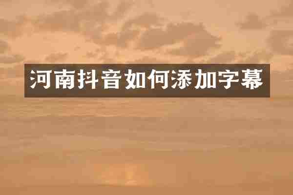 河南抖音如何添加字幕