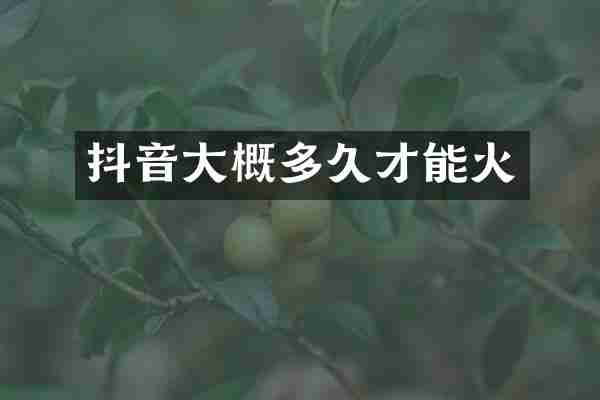 抖音大概多久才能火